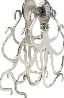 Stojak Na Wino Srebrny Z Aluminium Kształt Ośmiornicy 44x49 Cm