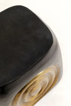 Stolik Drum 41x31 Cm Aluminium Czarno-złoty