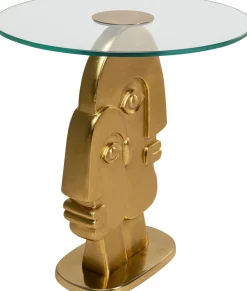 Stolik 2Faces Ø55 Cm Złoty - Blat Szklany