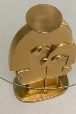 Stolik 2Faces Ø55 Cm Złoty - Blat Szklany