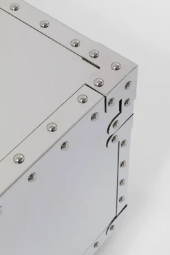 Stolik Kawowy Barek Rozkładany Srebrny Na Kółkach Stal Nierdzewna 120x75 Cm