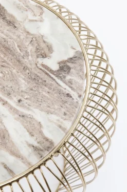 Stolik Kawowy Beam Grey Marble Ø43 Cm Szary