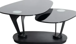 Stolik Kawowy Blaty Szklane Obrotowy Czarny 150x58 Cm