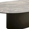 Stolik Kawowy Brązowy Blat Kamionkowy Podstawa Stalowa 150x86 Cm