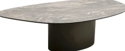 Stolik Kawowy Brązowy Blat Kamionkowy Podstawa Stalowa 150x86 Cm