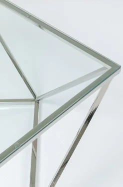 Stolik Kawowy Cristallo 80x80 Cm Srebrny