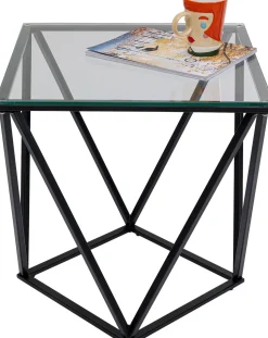 Stolik Kawowy Cristallo 50x50 Cm Czarny - Blat Szklany