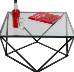 Stolik Kawowy Cristallo 80x80 Cm Czarny - Blat Szklany