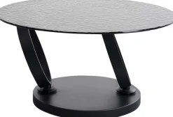 Stolik Kawowy Czarny Z 2 Szklanymi Blatami Obrotowymi 133x80 Cm