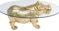 Stolik Kawowy Hippo 80 Cm Złoty - Blat Szklany