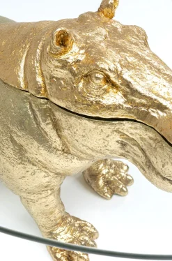 Stolik Kawowy Hippo 80 Cm Złoty - Blat Szklany