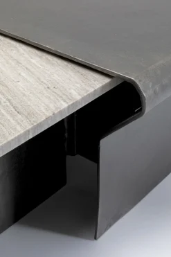 Stolik Kawowy Loft Marmur I Ciemnoszare Aluminium 142x70 Cm