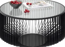 Stolik Kawowy Loft Stal Czarna I Szkło Transparentne Ø80 Cm
