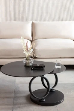Stolik Kawowy Obrotowy Beverly 133x80 Cm Czarny