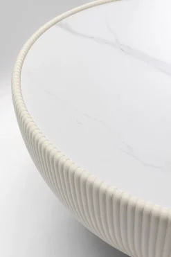 Stolik Kawowy Okrągły Biały Podstawa Złota Ø71 Cm