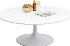 Stolik Kawowy Okrągły Biały MDF I Stal Ø110 Cm
