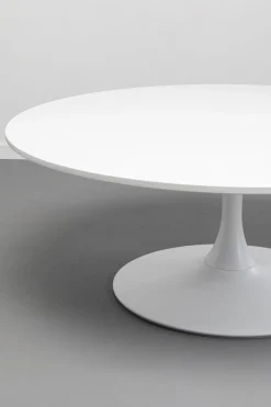 Stolik Kawowy Okrągły Biały MDF I Stal Ø110 Cm