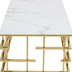 Stolik Kawowy Rome 130x70 Cm Złoty - Blat Szklany