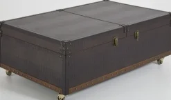 Stolik Kawowy Rozkładany Bar Colonial 120x75 Cm Brązowy Ekoskóra
