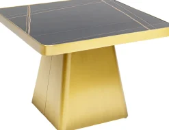 Stolik Kawowy Z Marmurowym Blatem I Złotą Podstawą 60x60 Cm