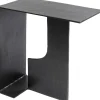 Stolik Pomocniczny Z Aluminium Czarny Ręczne Wykonanie 55x28 Cm