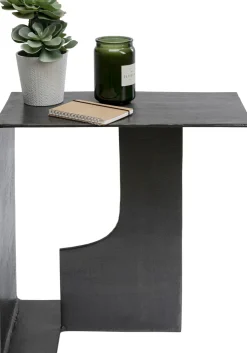 Stolik Pomocniczny Z Aluminium Czarny Ręczne Wykonanie 55x28 Cm