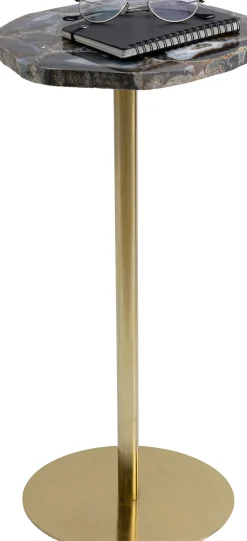 Stolik Pomocniczy Blat Agat Podstawa Stalowa Złota 25xH60 Cm