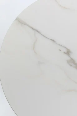Stolik Pomocniczy Blat Biały Ceramiczny Podstawa Stalowa Złota Ø45 Cm