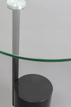 Stolik Pomocniczy Blat Okrągły Szklany Podstawa Marmur I Stal Ø46 Cm