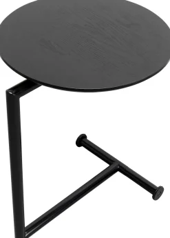 Stolik Pomocniczy Minimalistyczny Czarny Z Okrągłym Blatem Ø46 Cm