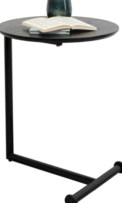 Stolik Pomocniczy Minimalistyczny Czarny Z Okrągłym Blatem Ø46 Cm