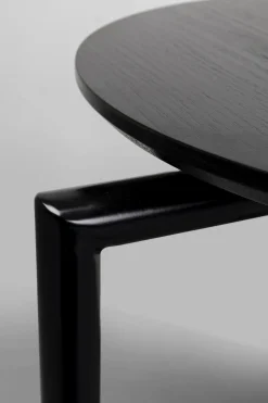 Stolik Pomocniczy Minimalistyczny Czarny Z Okrągłym Blatem Ø46 Cm