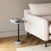 Stolik Pomocniczy Niebieski MDF I Stal Ø40x50 Cm Szachownica