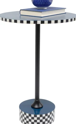 Stolik Pomocniczy Niebieski MDF I Stal Ø40x50 Cm Szachownica