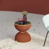 Stolik Pomocniczy Okrągły Brązowy Blat Czarny Ø47 Cm