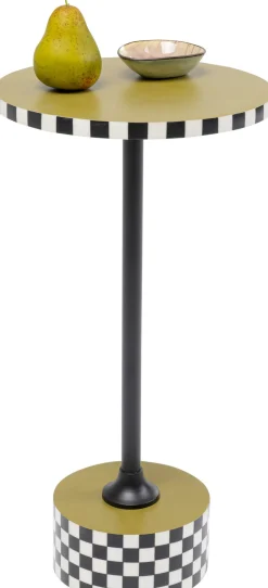 Stolik Pomocniczy Oliwkowy MDF I Stal Ø25x50 Cm Szachownica