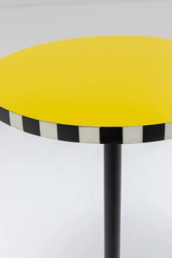 Stolik Pomocniczy żółty MDF I Stal Ø25x50 Cm Szachownica