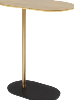 Stolik Pomocniczy Złoty Aluminium 50xH59 Cm Czarna Podstawa