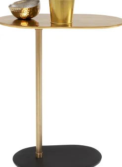 Stolik Pomocniczy Złoty Aluminium 50xH59 Cm Czarna Podstawa