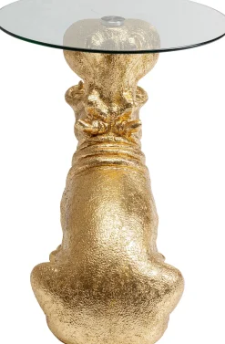 Stolik Pomocniczy Złoty Hipopotam Blat Szklany Ø48xH60 Cm