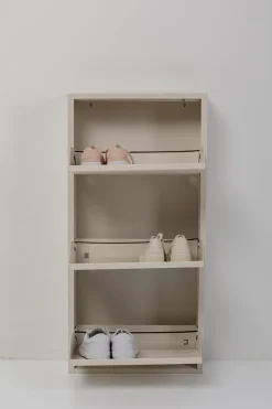 Szafka Na Buty Stalowa Kremowa 3 Przegródki 50x104 Cm