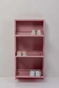Szafka Na Buty Stalowa Różowa 3 Przegródki 50x104 Cm