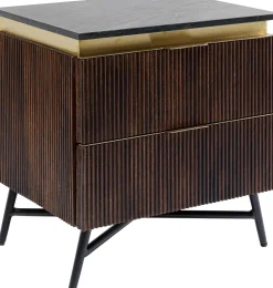 Szafka Nocna Catalina 51x58 Cm Drewno Mango Ciemnobrązowe - Blat Marmur