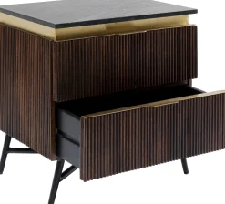 Szafka Nocna Catalina 51x58 Cm Drewno Mango Ciemnobrązowe - Blat Marmur