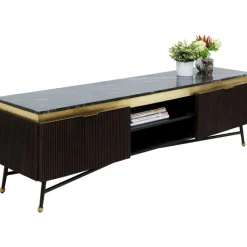 Szafka RTV Catalina 170x50 Cm Drewno Mango Ciemnobrązowe - Blat Marmur
