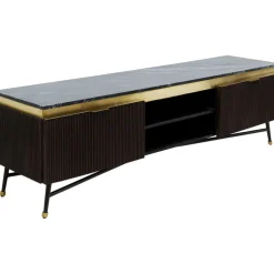 Szafka RTV Catalina 170x50 Cm Drewno Mango Ciemnobrązowe - Blat Marmur
