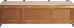 Szafka RTV Drzwi Przesuwne Drewno Akacjowe Nogi Stalowe 145x45 Cm