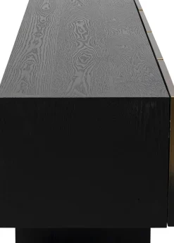 Szafka RTV 4-drzwiowa Czarno-złota Front Stal Nierdzewna 180x45 Cm