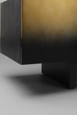 Szafka RTV 4-drzwiowa Czarno-złota Front Stal Nierdzewna 180x45 Cm
