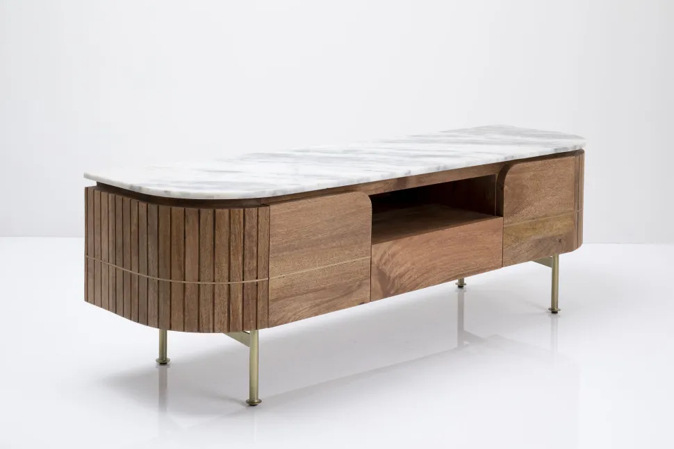 Szafka RTV Grace 145x48 Cm Drewno Mango - Blat Marmur